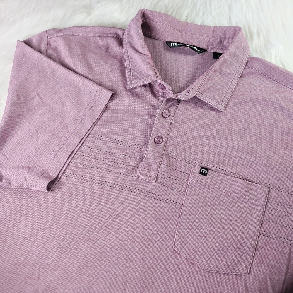 TravisMathew Men Polo Shirt XL Grape Purple Short Sleeve Golf Casual Performance